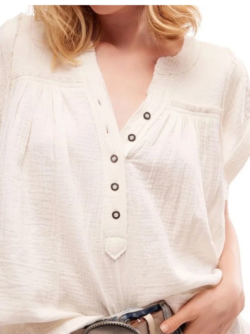 Free People Horizons Double Cloth - Optic White, NWT, size Medium